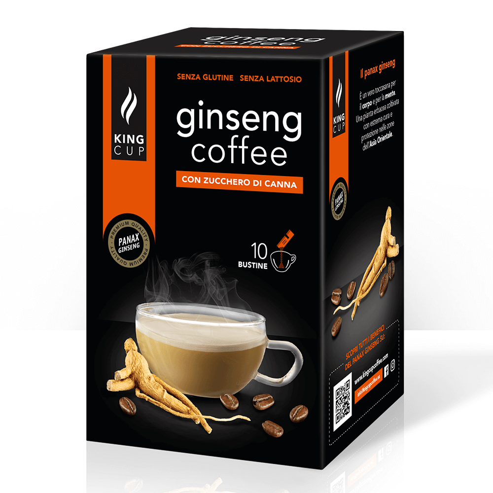 1 Caffè al Ginseng - 10 bustine solubili con Zucchero di Canna