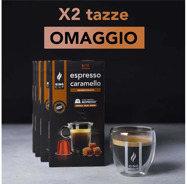 2 tazzine omaggio + 100 capsule di Espresso al Caramello Nespresso®*