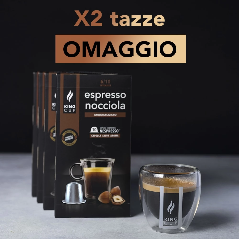 2 tazzine omaggio + 100 capsule di Espresso alla Nocciola Nespresso®*